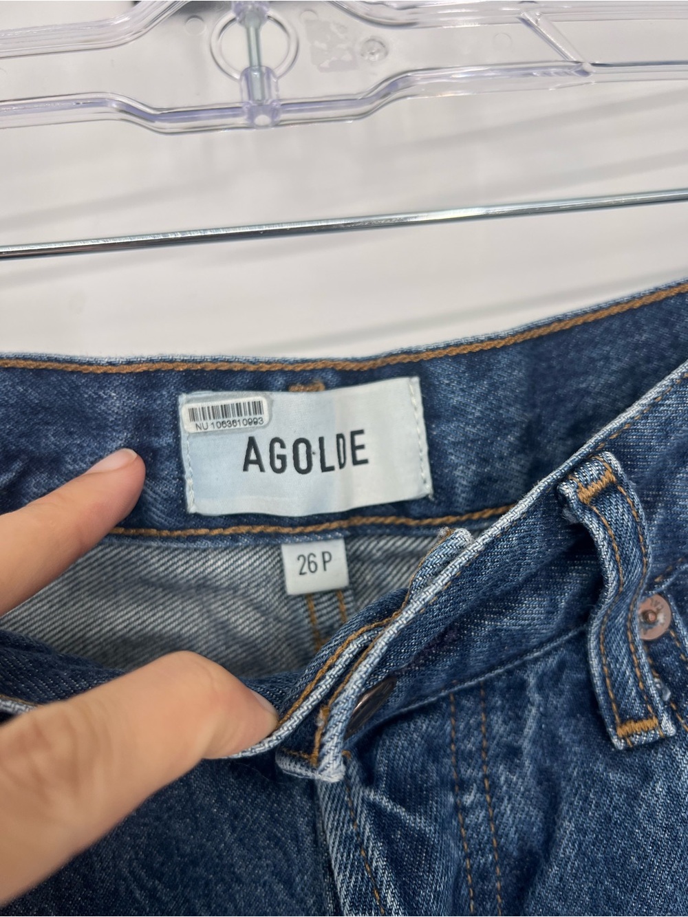 AGOLDE Dame Dark Wash Wide Straight Leg High Waist Designer Denim Jeans 26P - Picture 5 of 8